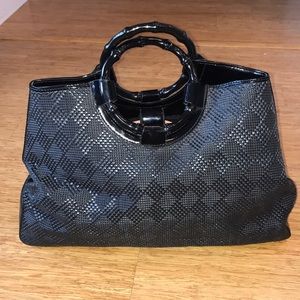 Talbots Black Diamond Weave Tote Purse